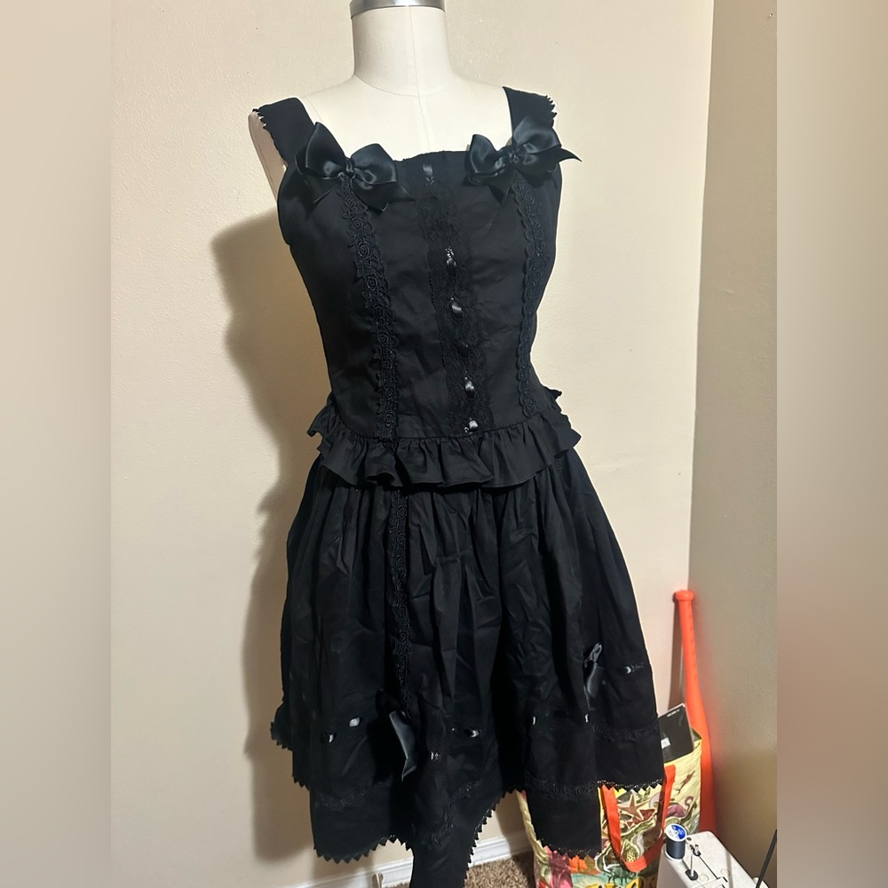 Candy Violet EGL Gothic All Black Dress Set